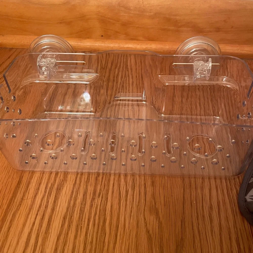 Gray Polka Dot & Floral Organizer Caddy and shower shelf bundled